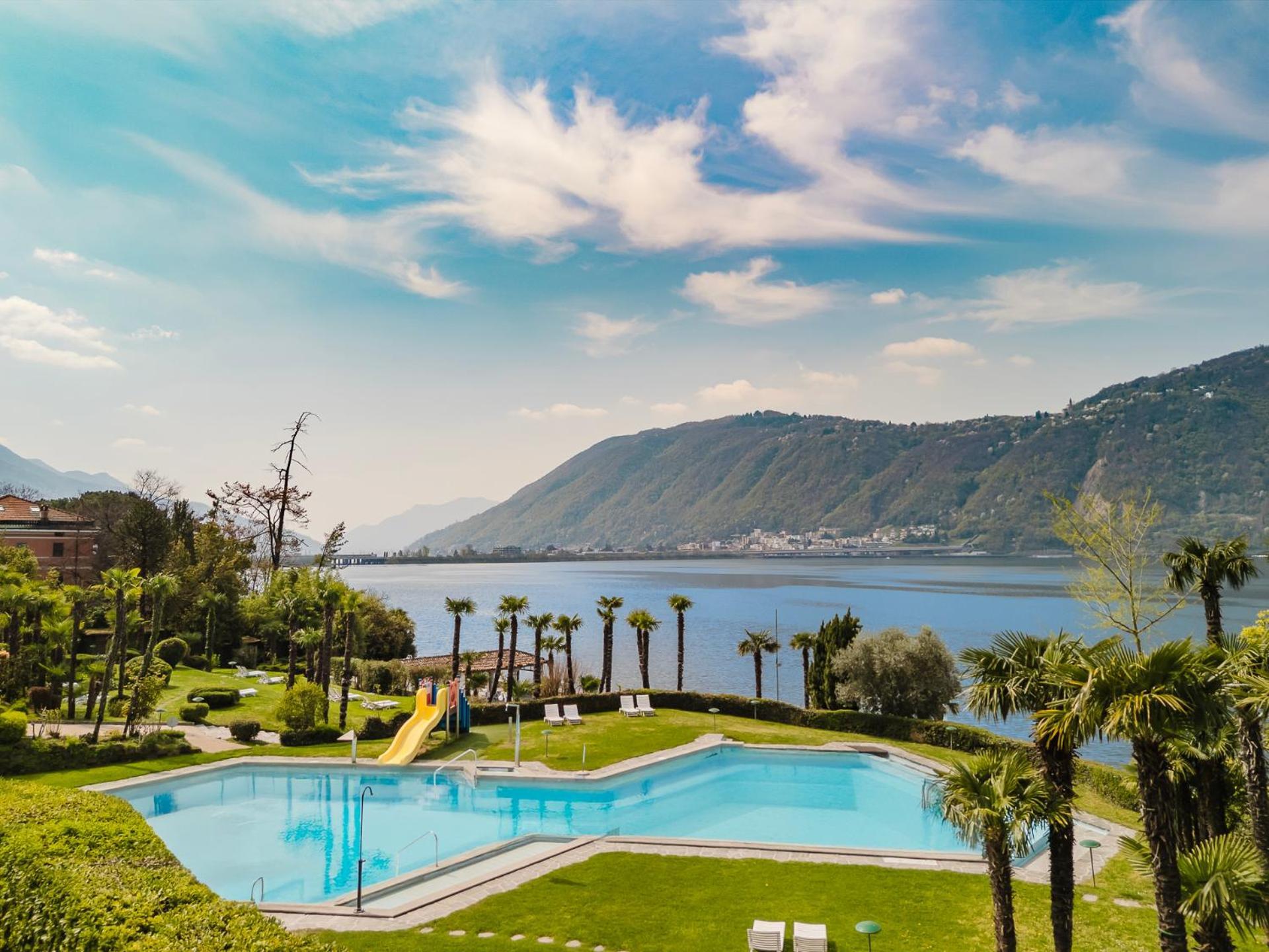 Luganersee, Pool, Strand, Parkplatz, Suite 204 비소네 외부 사진