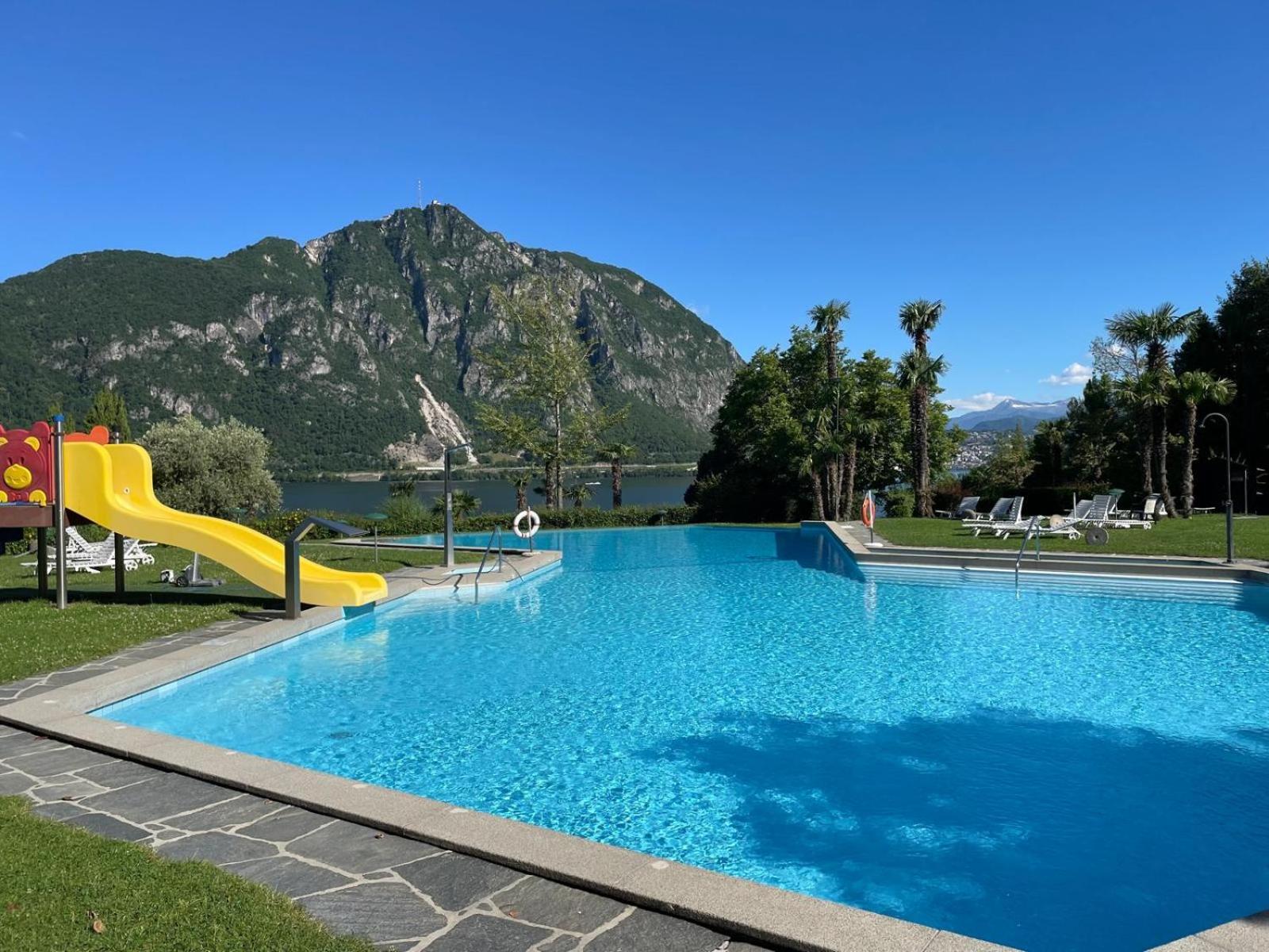 Luganersee, Pool, Strand, Parkplatz, Suite 204 비소네 외부 사진